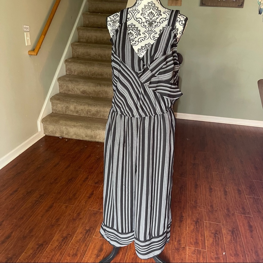 Xhilaration Black Pants Romper With Striped Sz Lrg